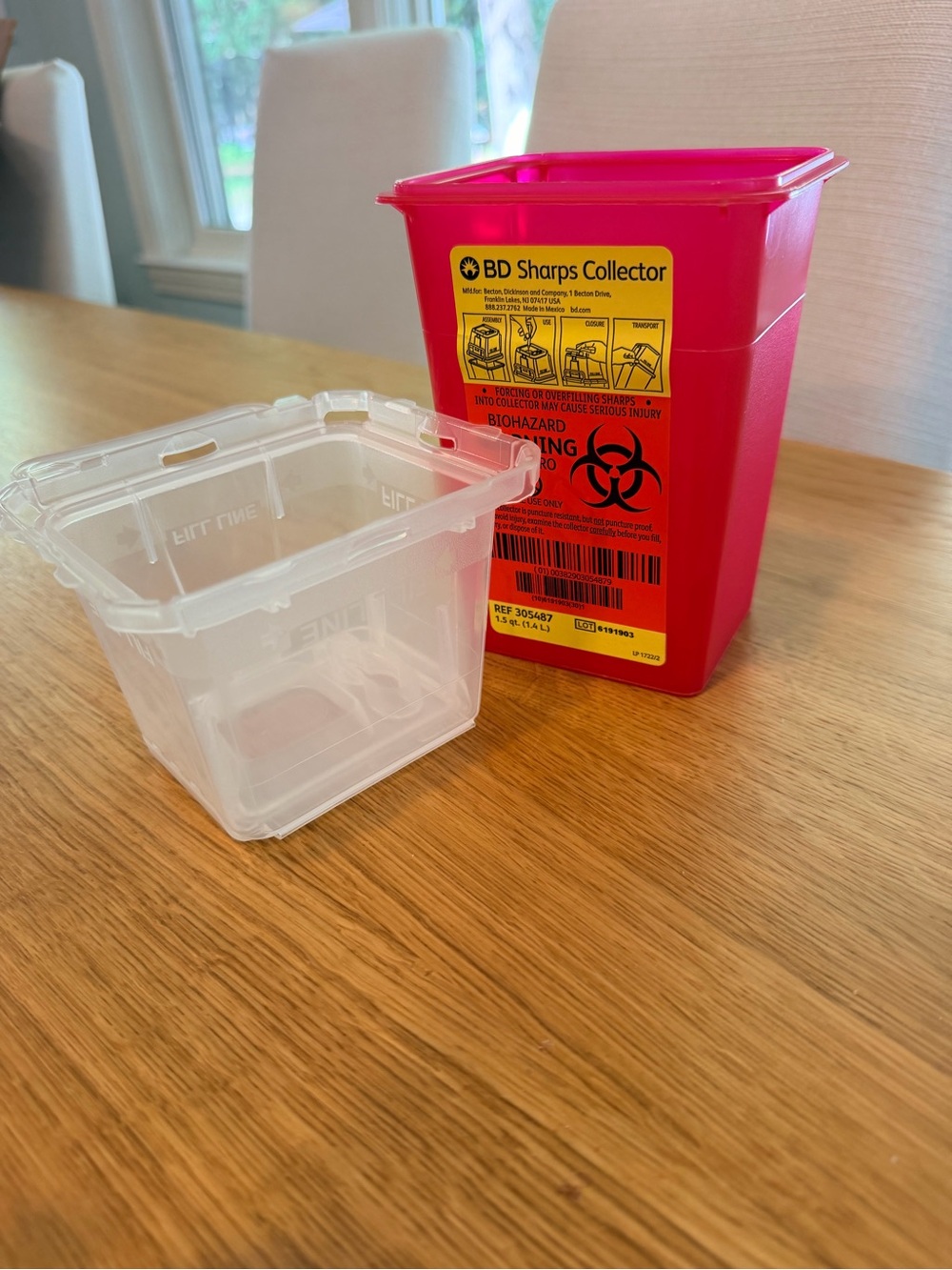Sharps Collector Red Biohazard Container - Compact Medical Sharps Disposal